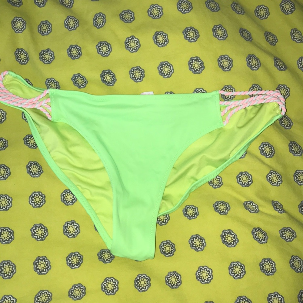EUC lime green bikini bottoms w/ braid straps VS